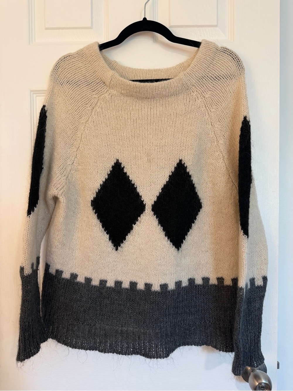 Twin-Set Cream Sweater with Black Diamond Motif
